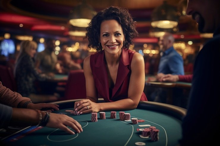 Layar live casino misteruntung88 menampilkan dealer blackjack profesional